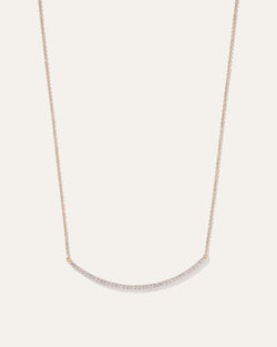 14K Gold Pave Diamond Harlowe Curved Bar Neck