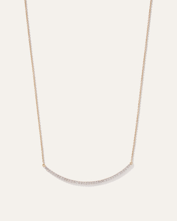 14K Gold Pave Diamond Harlowe Curved Bar Neck