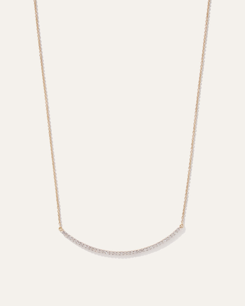 14K Gold Pave Diamond Harlowe Curved Bar Neck