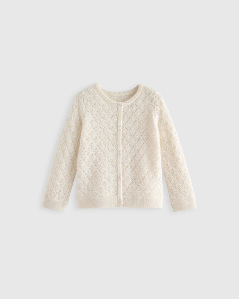 Washable Cashmere Pointelle Cardigan