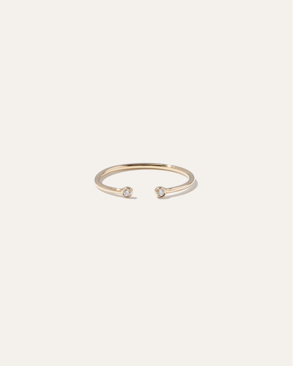 14K Gold Diamond Bezel Open Ring