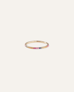 14K Gold Pave Sapphire Rainbow Band