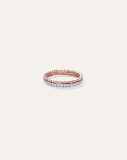 14K Gold Diamond Beaded Double Stack Band