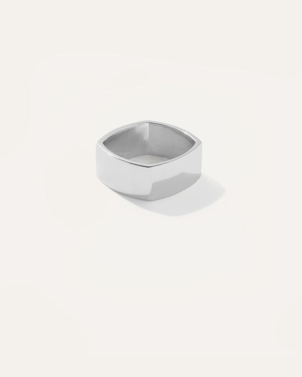 Silver Square Cigar Band Ring 