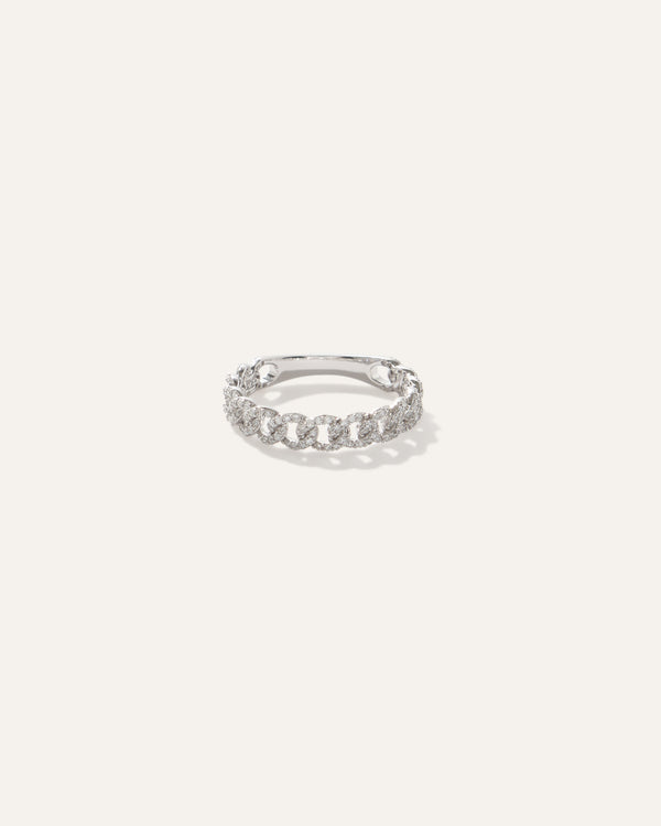 14K Gold Diamond Chain Ring