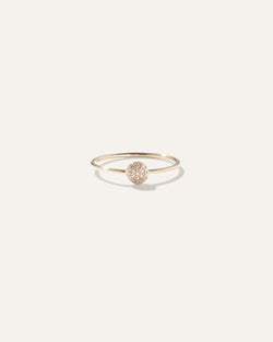 14K Gold Pave Diamond Round Disc Ring