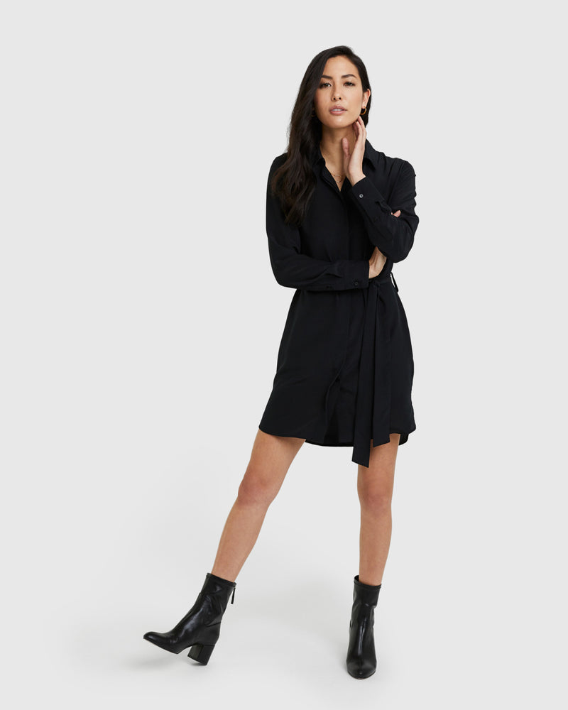 Washable Stretch Silk Shirt Dress