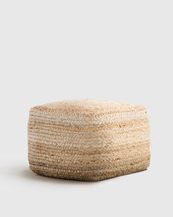 Square Braided Jute Pouf