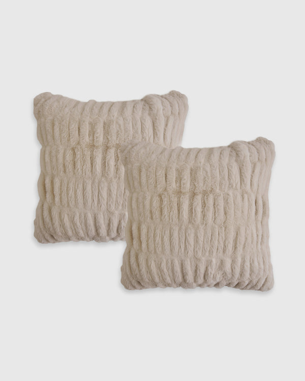 Textured Faux Fur Pillow Cover - Set of 2