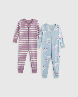 100% Organic Cotton One Piece Pajamas 2-Pack - Toddler Girl