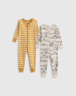 100% Organic Cotton One Piece Pajamas 2-Pack - Baby Boy