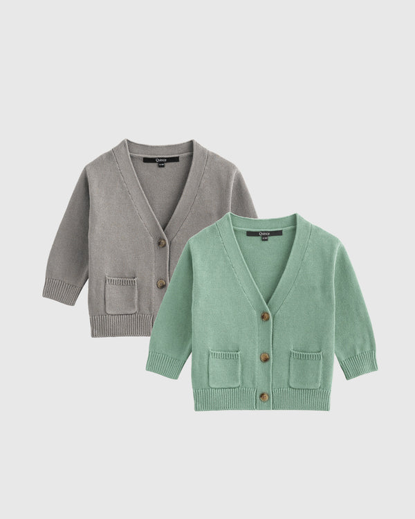 100% Organic Cotton Oversized V-Neck Cardigan 2-Pack
