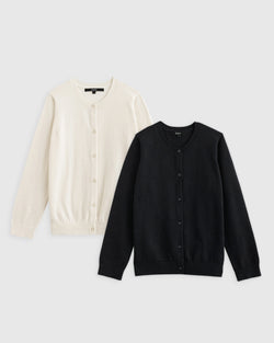 100% Organic Cotton Crewneck Cardigan 2-Pack