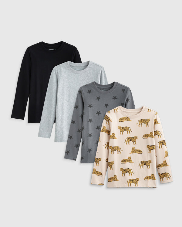 100% Organic Cotton Jersey Long Sleeve Tee 4-Pack