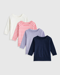 100% Organic Cotton Slub Long Sleeve Tee 4-Pack