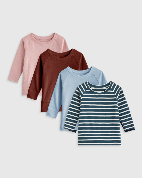 100% Organic Cotton Slub Long Sleeve Tee 4-Pack