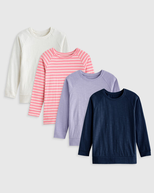 100% Organic Cotton Slub Long Sleeve Tee 4-Pack