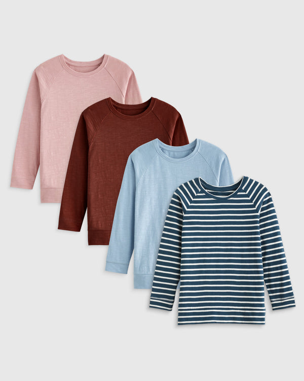 100% Organic Cotton Slub Long Sleeve Tee 4-Pack