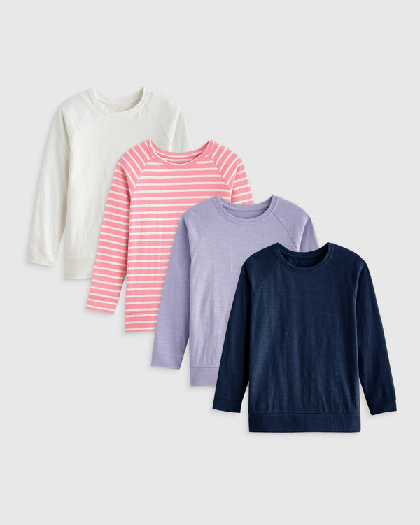 100% Organic Cotton Slub Long Sleeve Tee 4-Pack