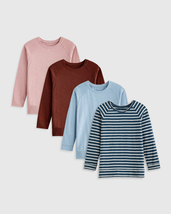 100% Organic Cotton Slub Long Sleeve Tee 4-Pack