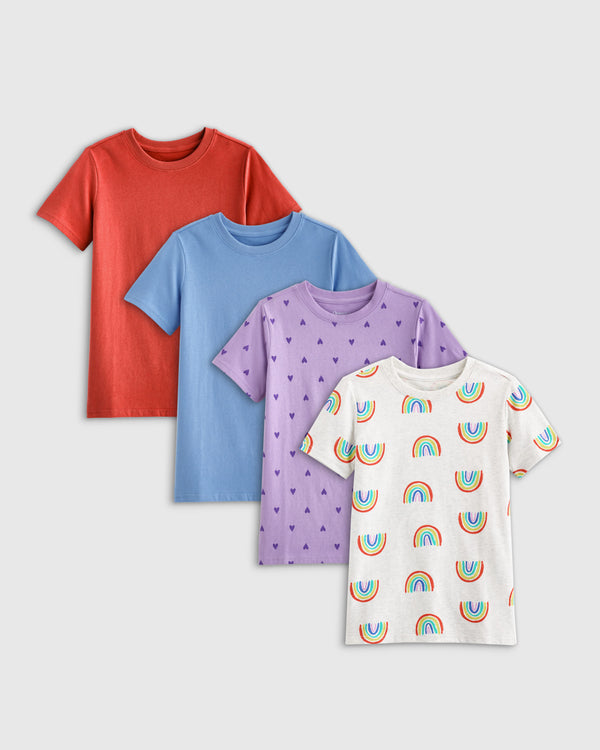 100% Organic Cotton Jersey Short Sleeve Tee 4-Pack