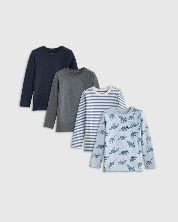 100% Organic Cotton Jersey Long Sleeve Tee 4-Pack