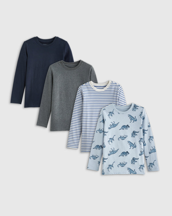 100% Organic Cotton Jersey Long Sleeve Tee 4-Pack