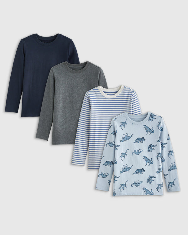 100% Organic Cotton Jersey Long Sleeve Tee 4-Pack