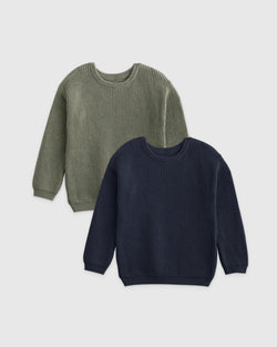 100% Organic Cotton Fisherman Tunic Sweater 2-Pack