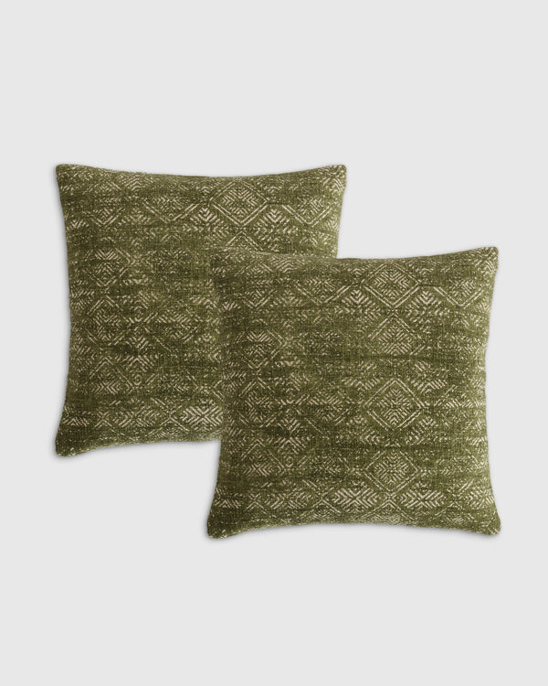 Printed Linen Geo Pillow Cover - Set of 2