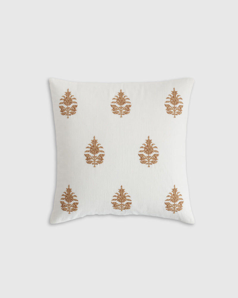 Block Print Embroidered Pillow Cover