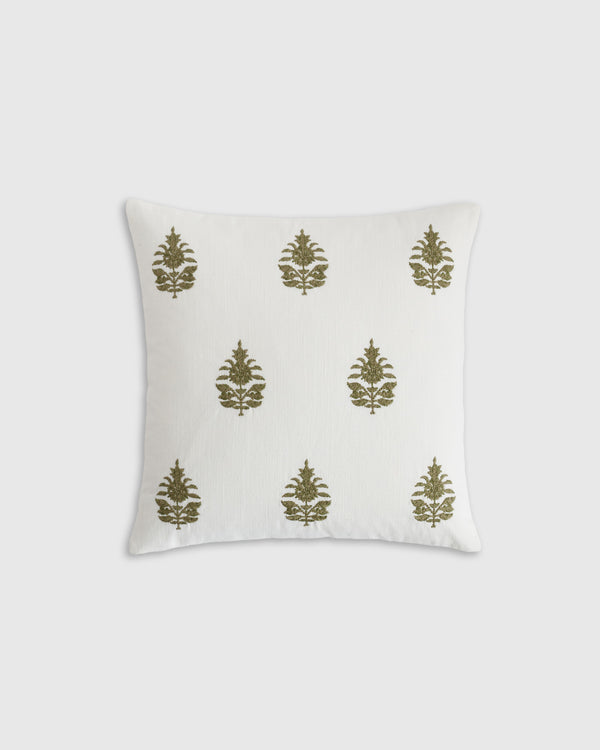 Block Print Embroidered Pillow Cover
