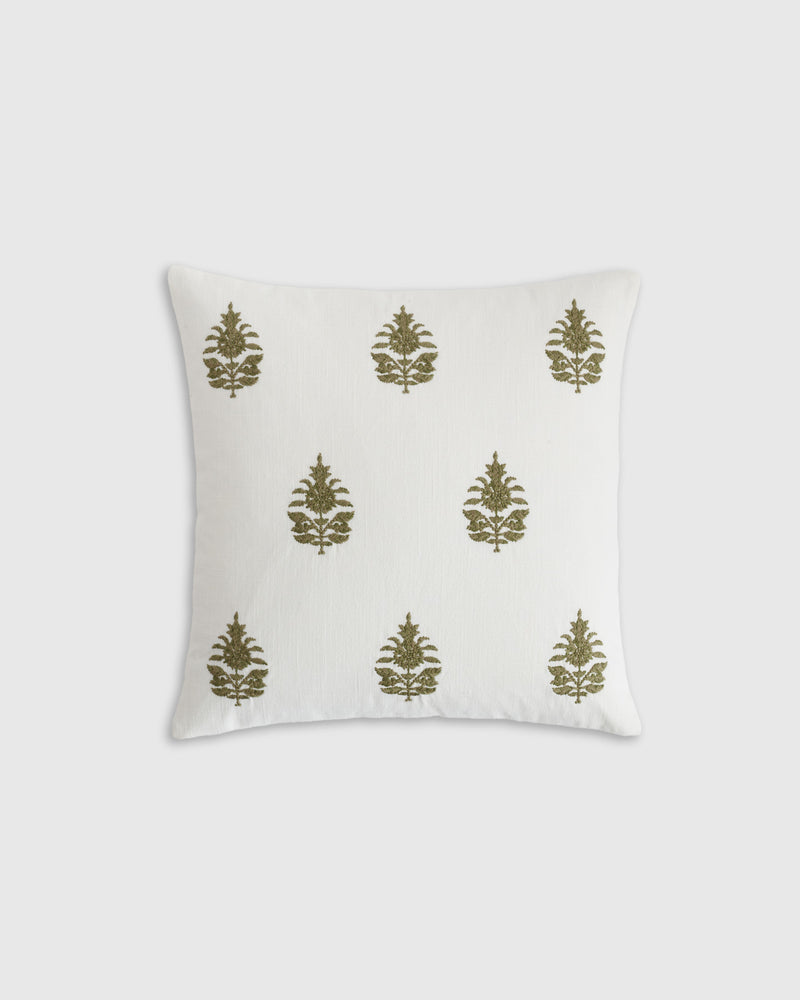 Block Print Embroidered Pillow Cover