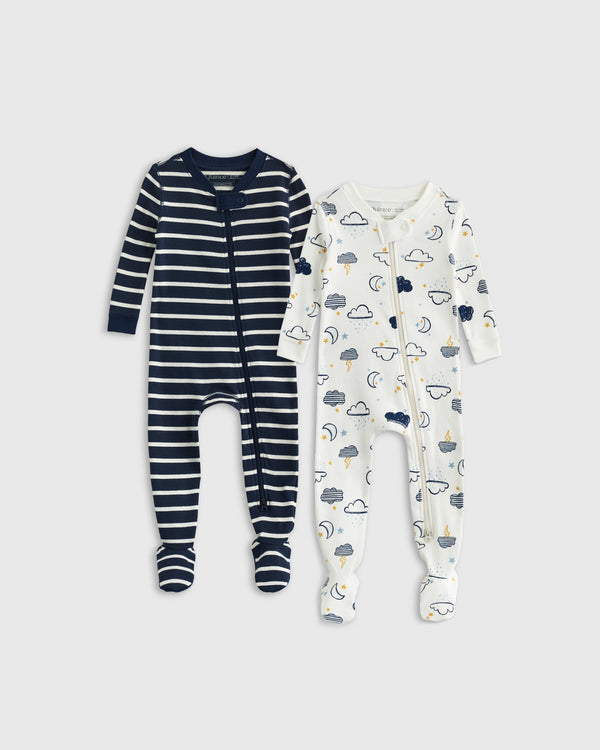 100% Organic Cotton Tight Fit Footie Pajamas 2-Pack - Baby Gender Neutral