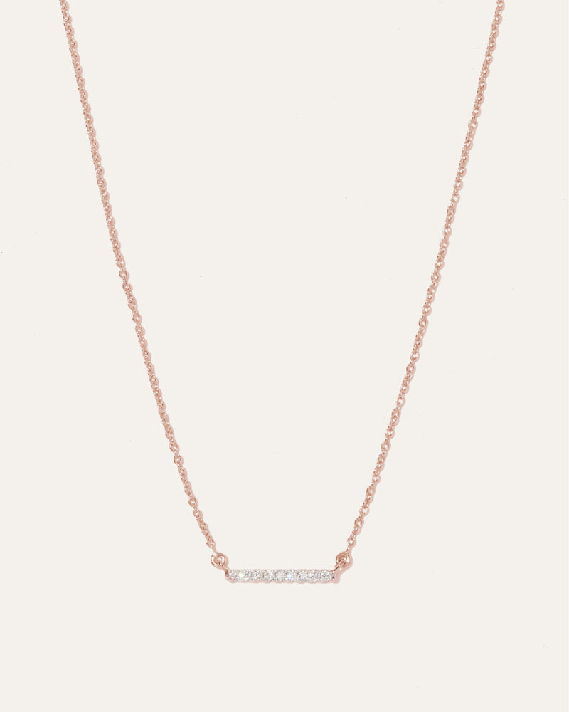 14K Gold Diamond Bar Necklace