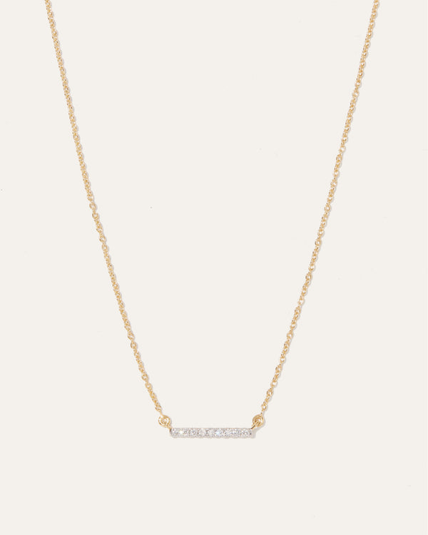 14K Gold Diamond Bar Necklace