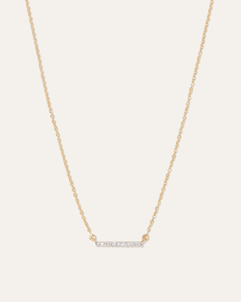 14K Gold Diamond Bar Necklace