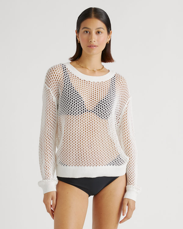 100% Organic Cotton Open-Knit Cover-Up Crew