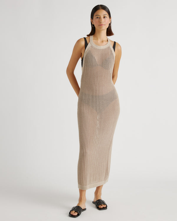 100% Organic Cotton Open-Knit Cover-Up Maxi Dress