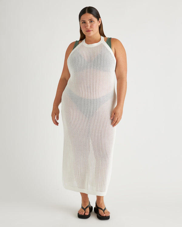 100% Organic Cotton Open-Knit Cover-Up Maxi Dress