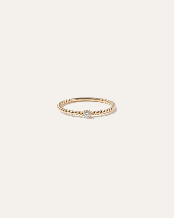14K Gold Diamond Beaded Ring