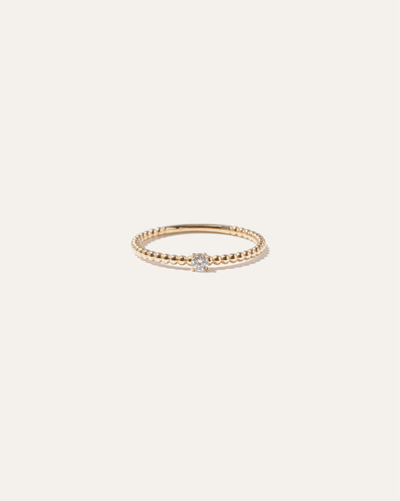 14K Gold Diamond Beaded Ring