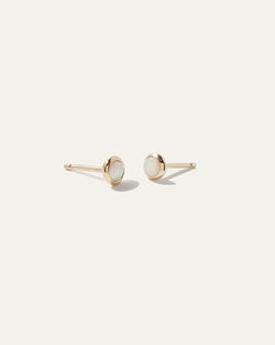 14K Gold Opal Cabochon Studs
