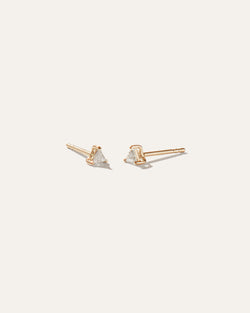14K Gold Petite Diamond Triangle Sol Studs