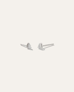 14K Gold Petite Pear Diamond Studs
