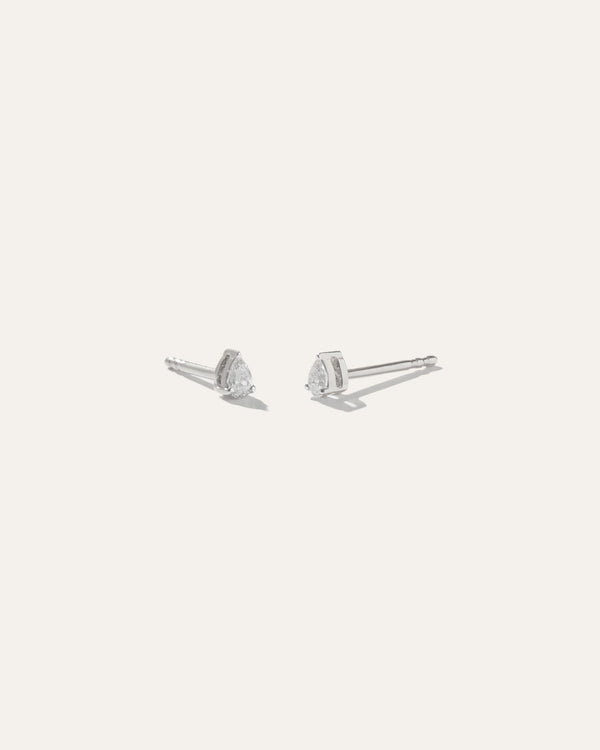 14K Gold Petite Pear Diamond Studs