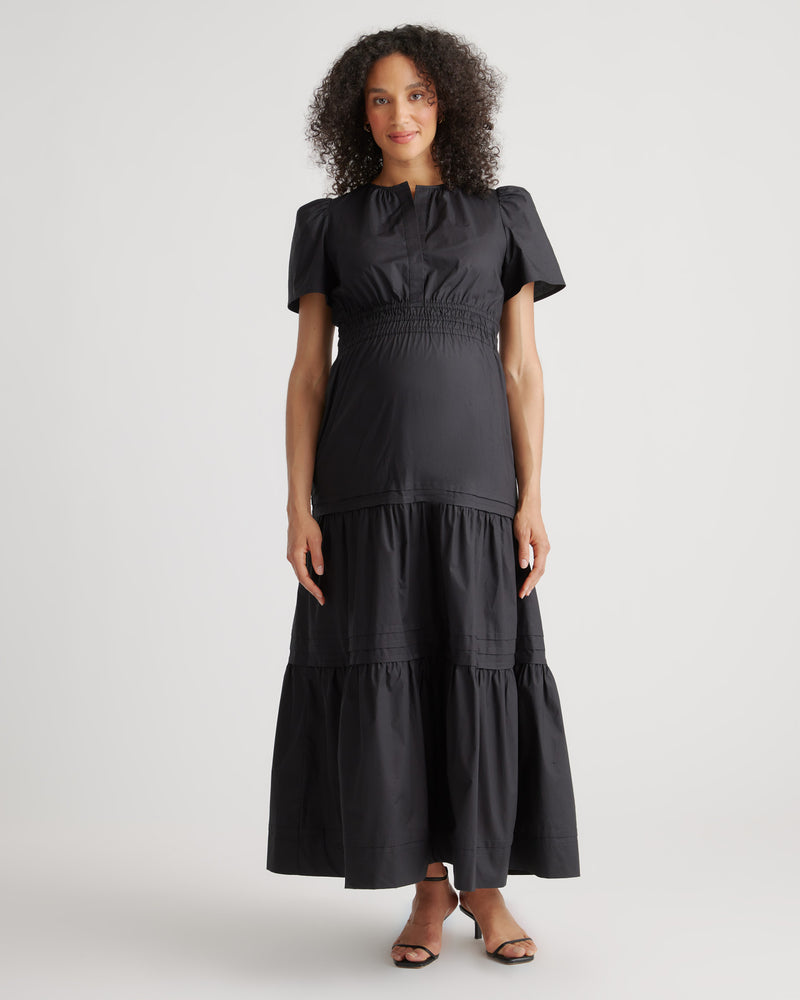 100% Organic Cotton Maternity Tiered Maxi Dress