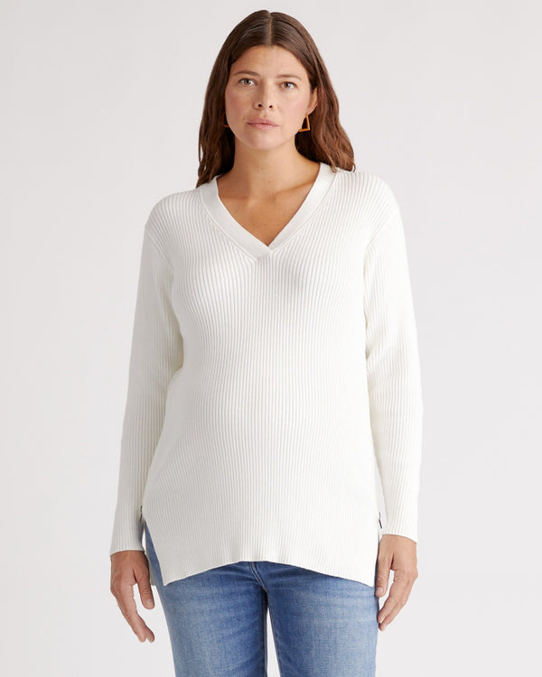 100% Organic Cotton Fisherman Side Zip Maternity & Nursing Sweater