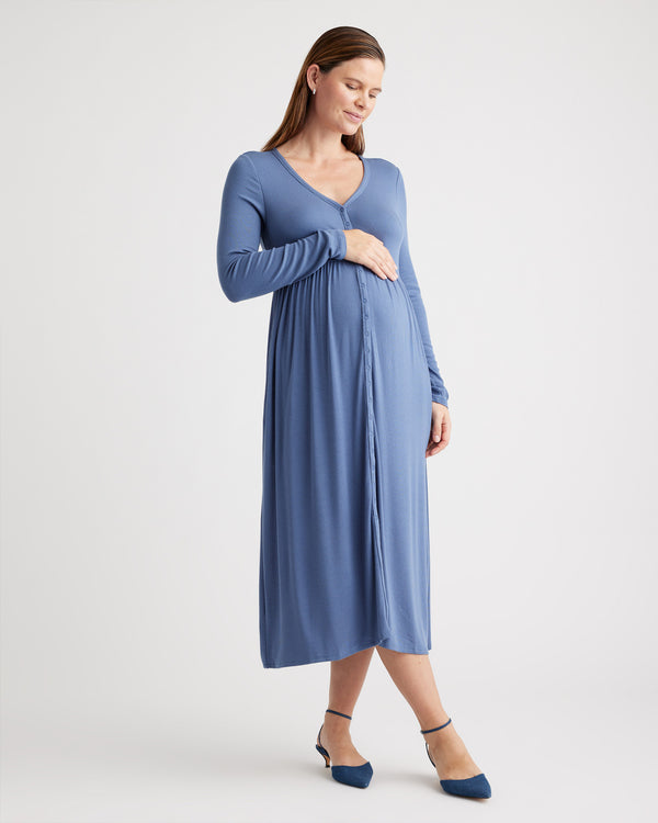 Tencel Rib Maternity & Nursing Button Front Dress