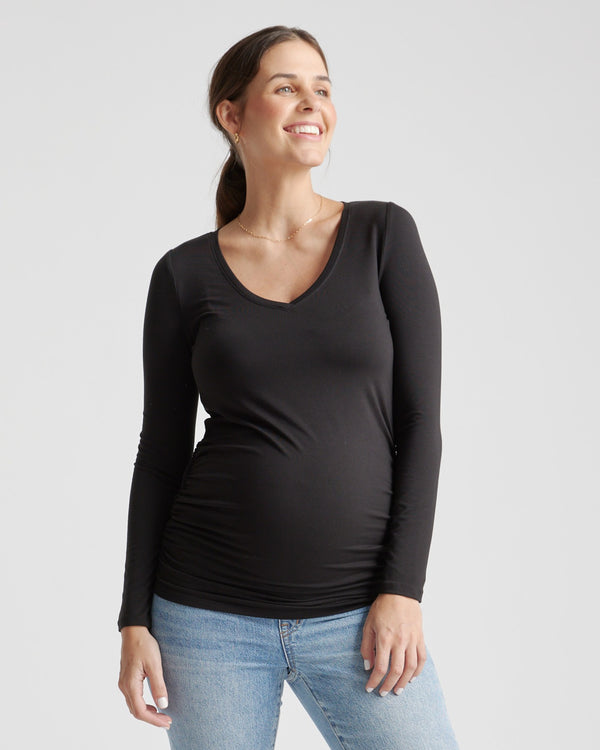 Tencel Jersey Maternity Ruched Long Sleeve Tee 2-Pack